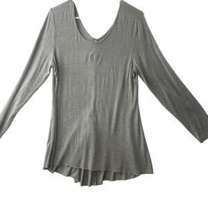 Soft Surroundings Gray High-Low Long Sleeve Top with Zipper Back – Size Large